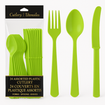 Kiwi Green Plastic Cutlery Set - 24 Pieces