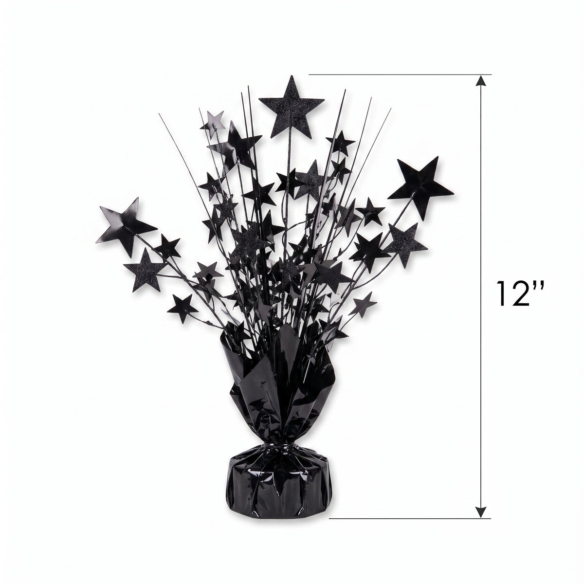 12-Inch Black Foil Star Spray Centerpiece