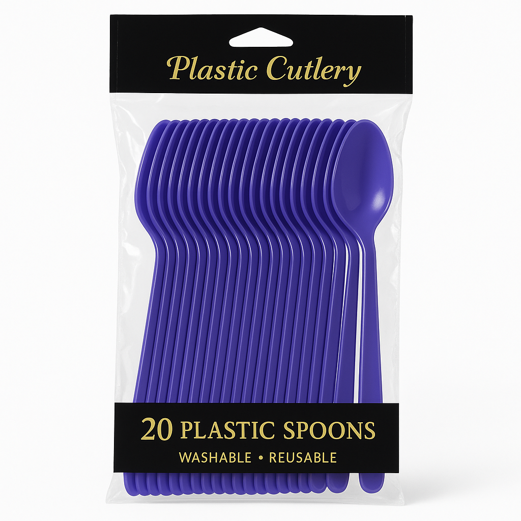 Purple Plastic Spoons - Pack of 20