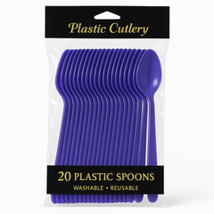 Purple Plastic Spoons - Pack of 20