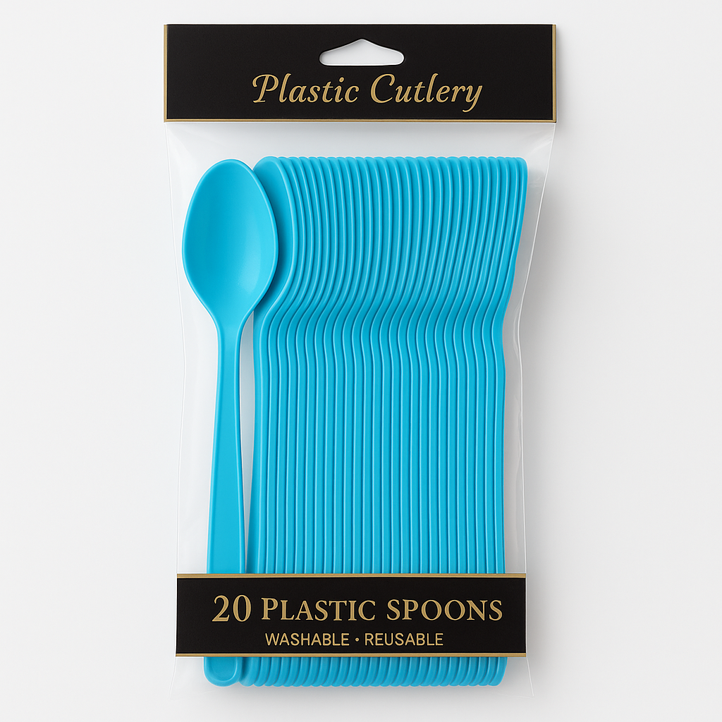 Caribbean Blue Economy Plastic Spoons - Pack of 20