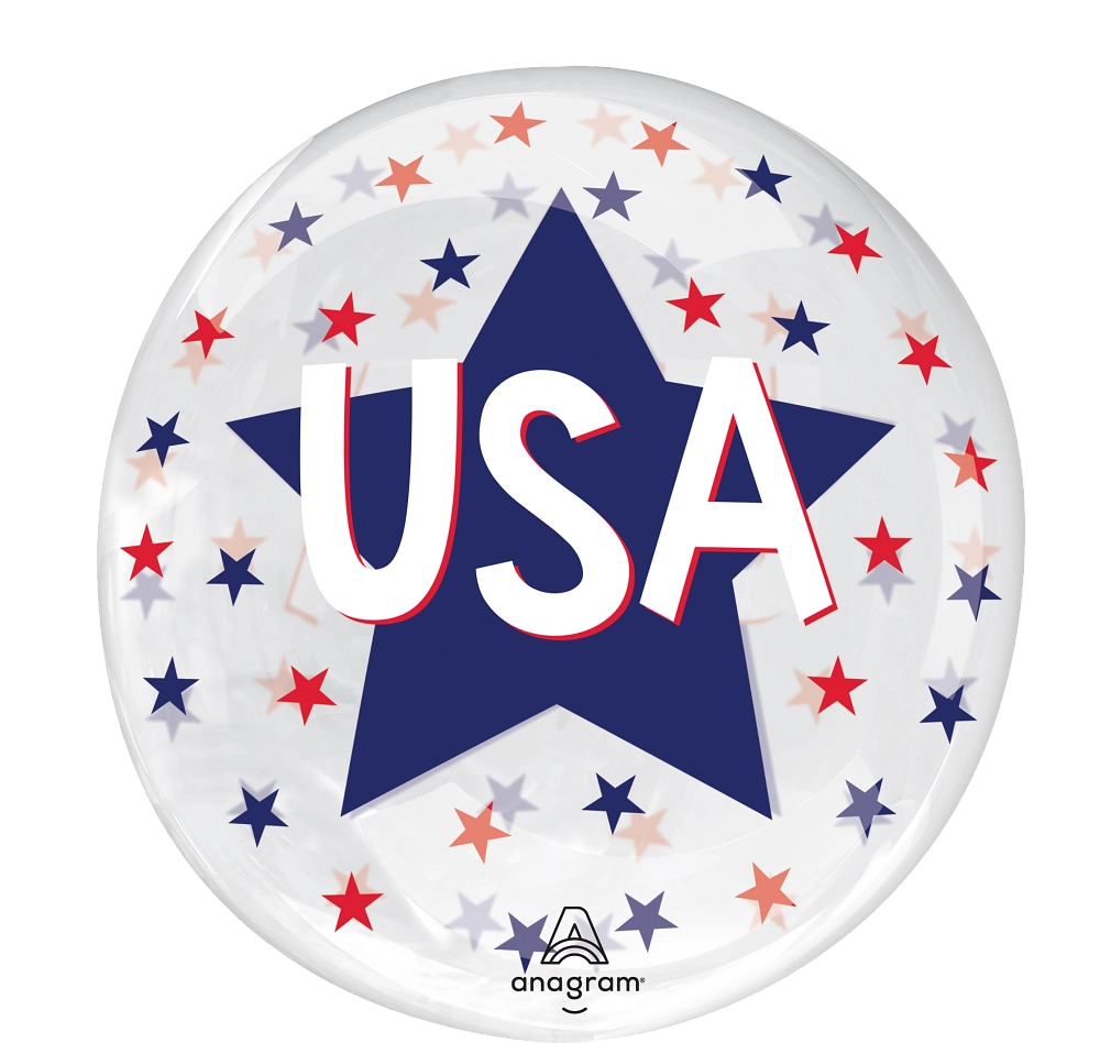 Clear Stars USA Patriotic Foil Balloon
