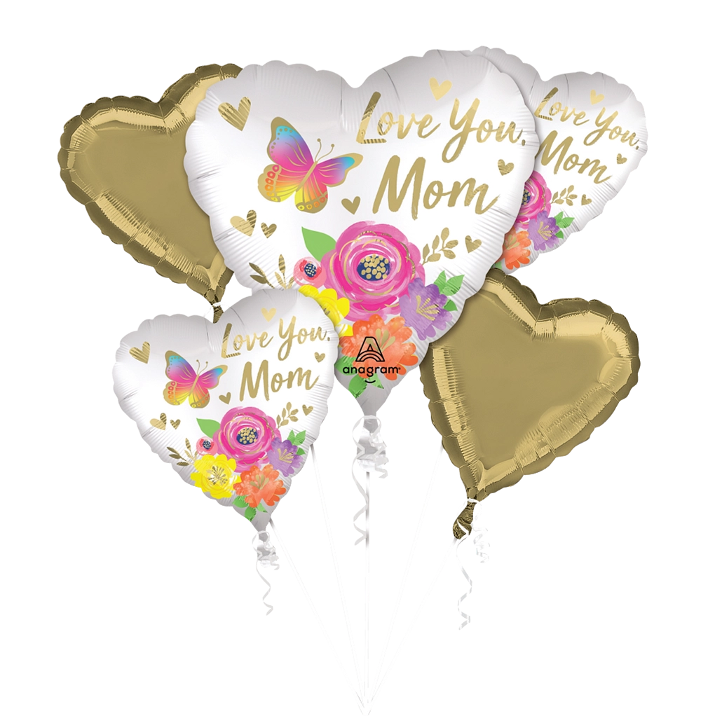 Love You Mom Floral Foil Balloon Bouquet