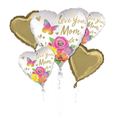 Love You Mom Floral Foil Balloon Bouquet