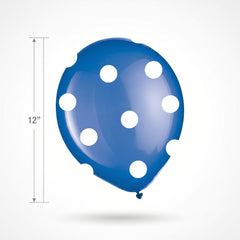 Royal Blue 12" Polka Dot Latex Balloons - Bulk Pack