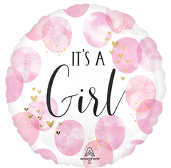 Pink Watercolor "GIRL" Foil Balloon - 18 inch