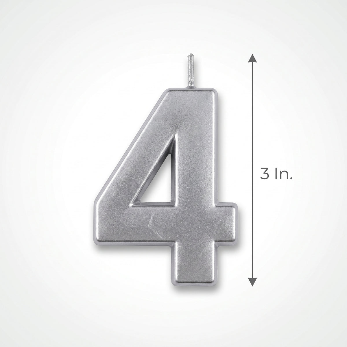 Silver Number 4 Metallic Birthday Candle