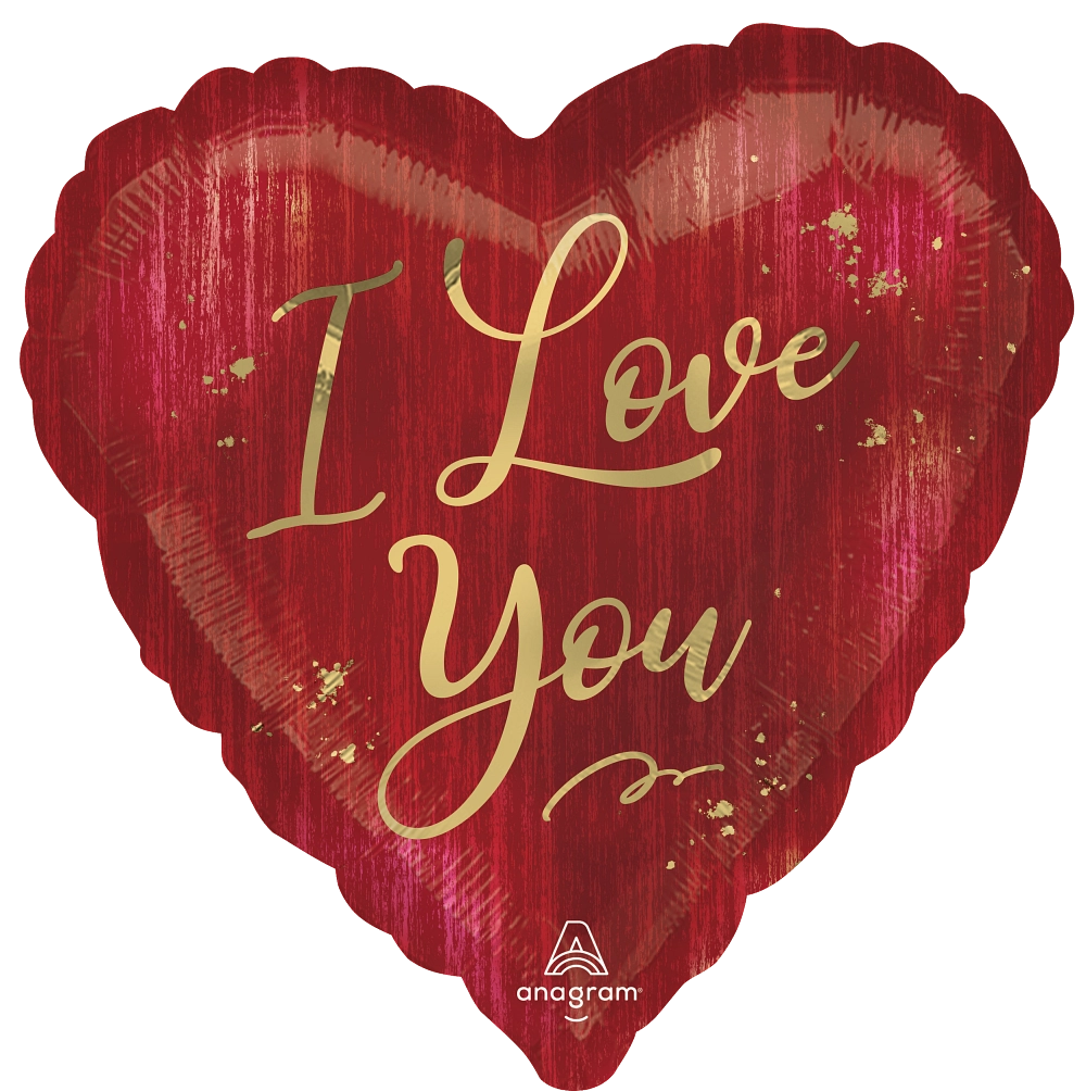 Metallic "I Love You" Red Foil Balloon with Ribbon - Standard Size