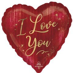 Metallic "I Love You" Red Foil Balloon with Ribbon - Standard Size