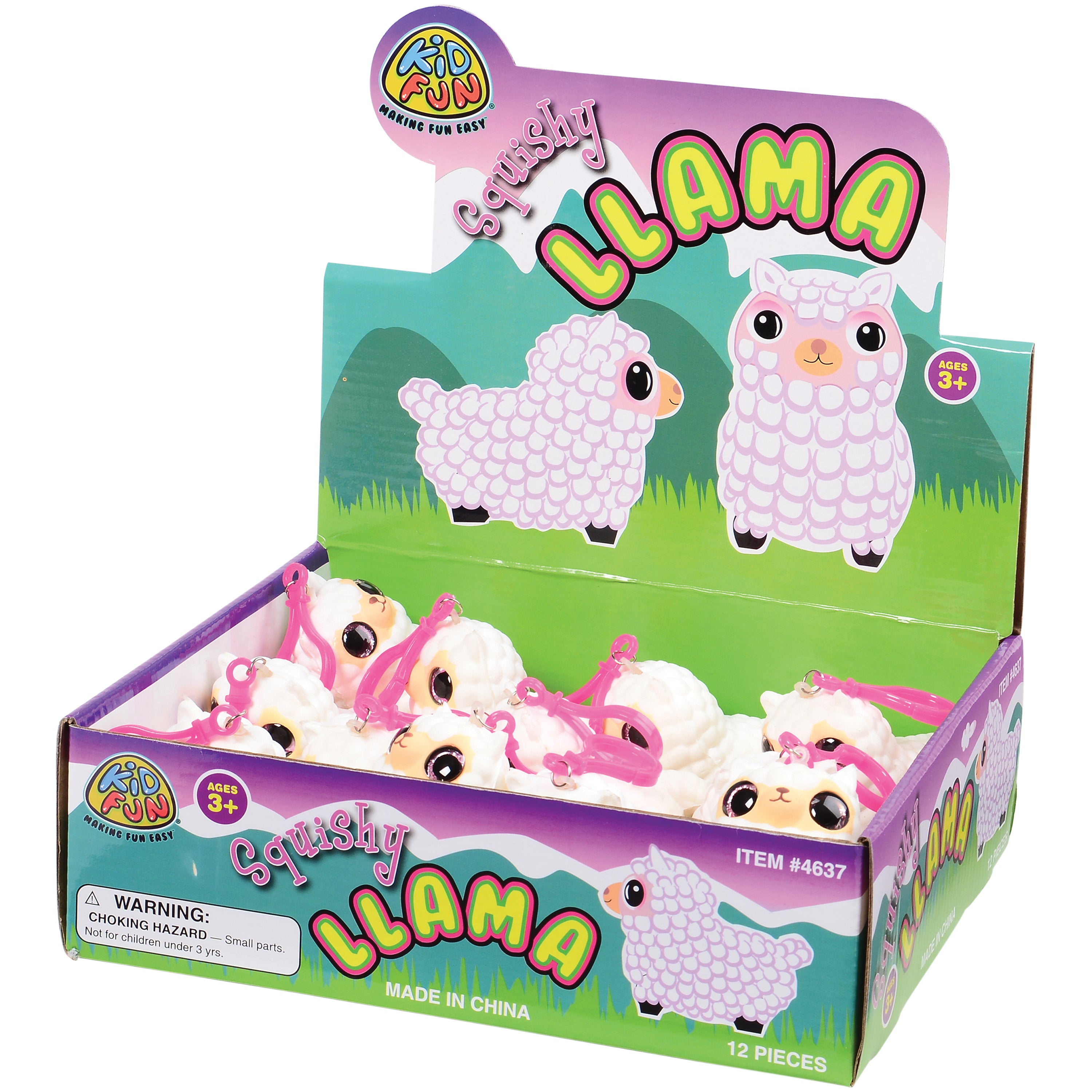 Squishy Llamas W/Glitter Eyes/12 Per Disp