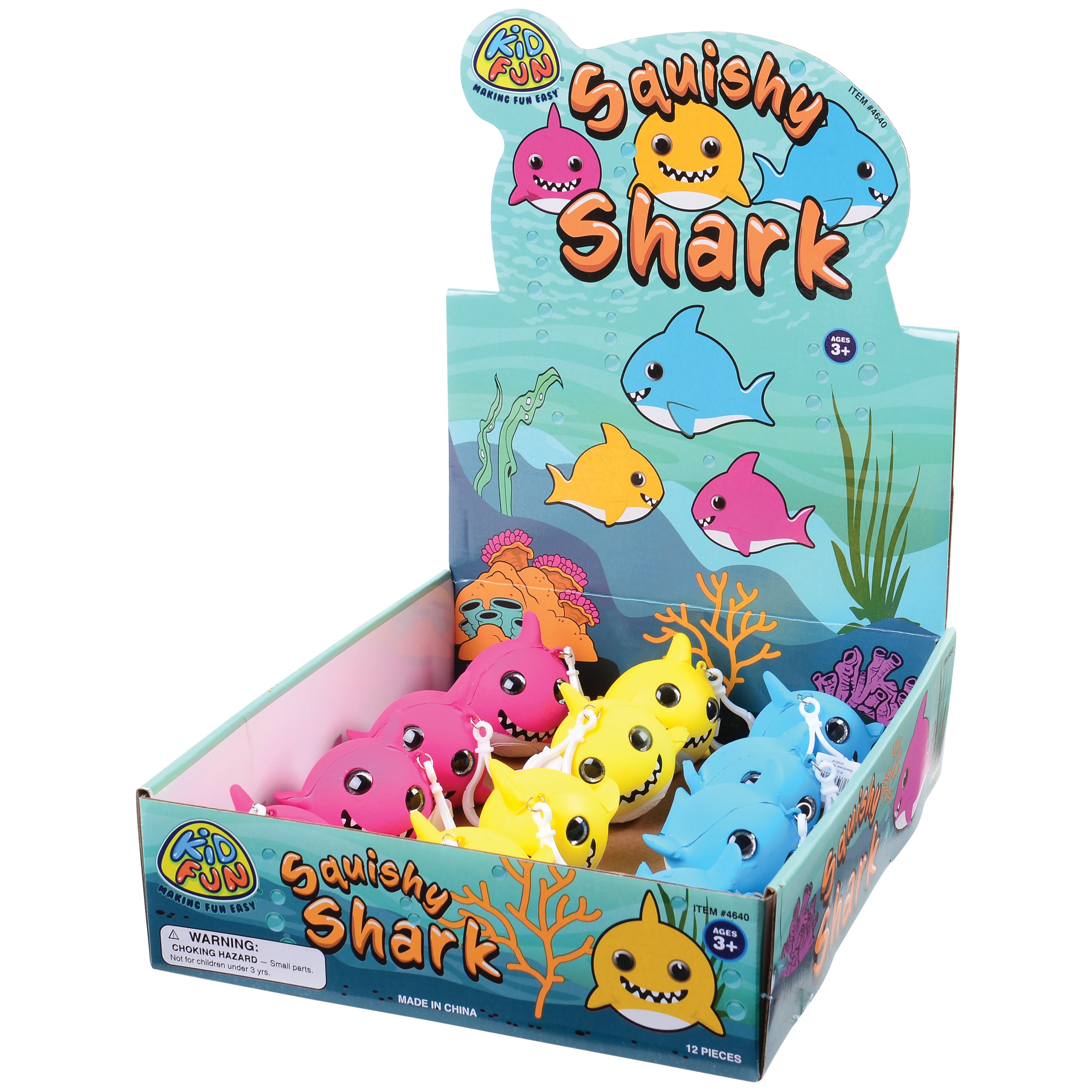 Squishy Sharks W/Glitter Eyes/12 Per Disp