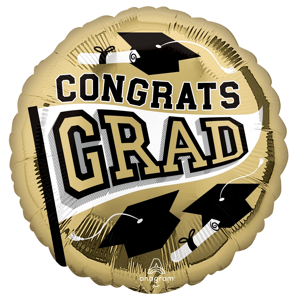 Be True to School Gold Metallic Graduation Balloon