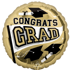 Be True to School Gold Metallic Graduation Balloon