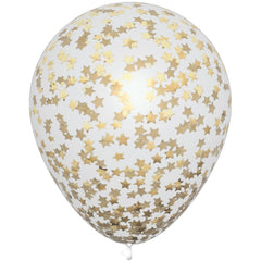 1/24 Dc Clear With 5 Grs Star Gold Confetti Balloon