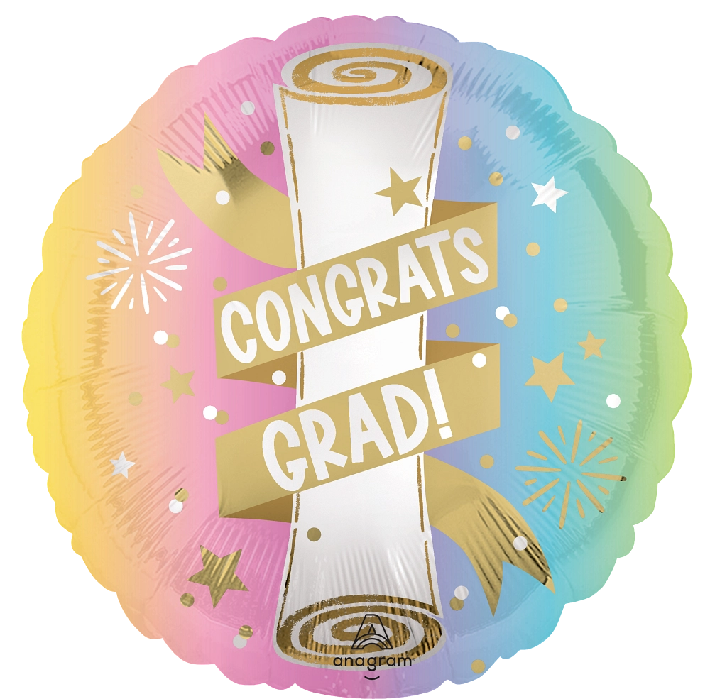Pastel Graduation Metallic Foil Balloon