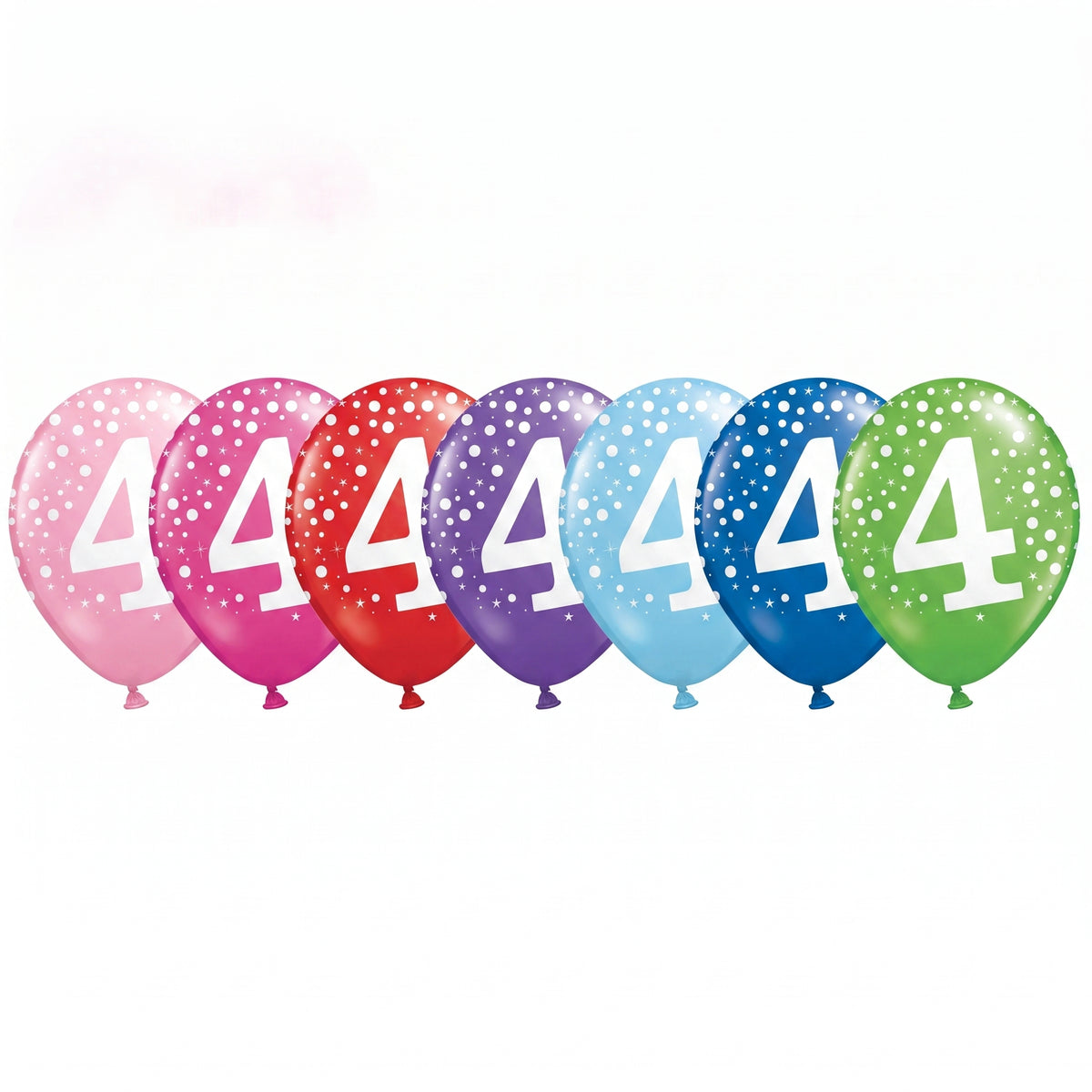 Colorful Printed Number 4 Latex Balloons - 12" Assorted