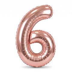 Rose Gold Script Number 6 Balloon - 8-Inch Air-Filled Foil