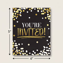 Black and Gold Birthday Invitation Cards