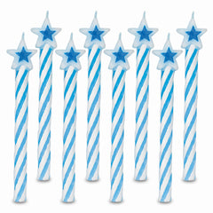 Blue Spiral Birthday Candles with Star Toppers