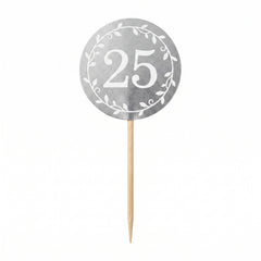 25th Anniversary Silver Party Picks - 3.5-Inch, 24 Pack