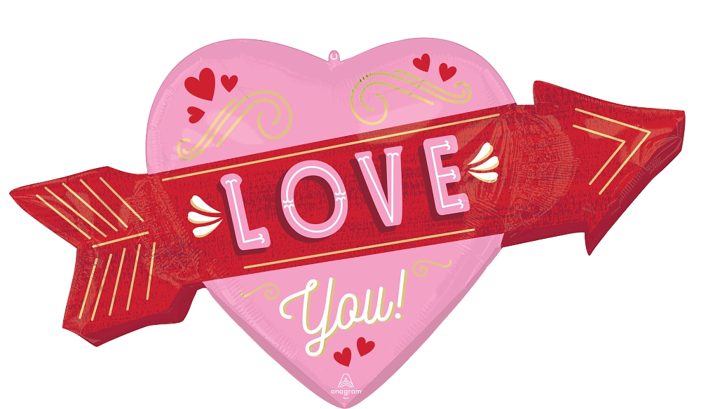Retro Love Arrow Valentine's Day Foil Super Shape Balloon