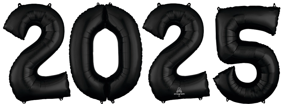 New Year's Eve 2025 Black Foil Balloon Bunch - 34"