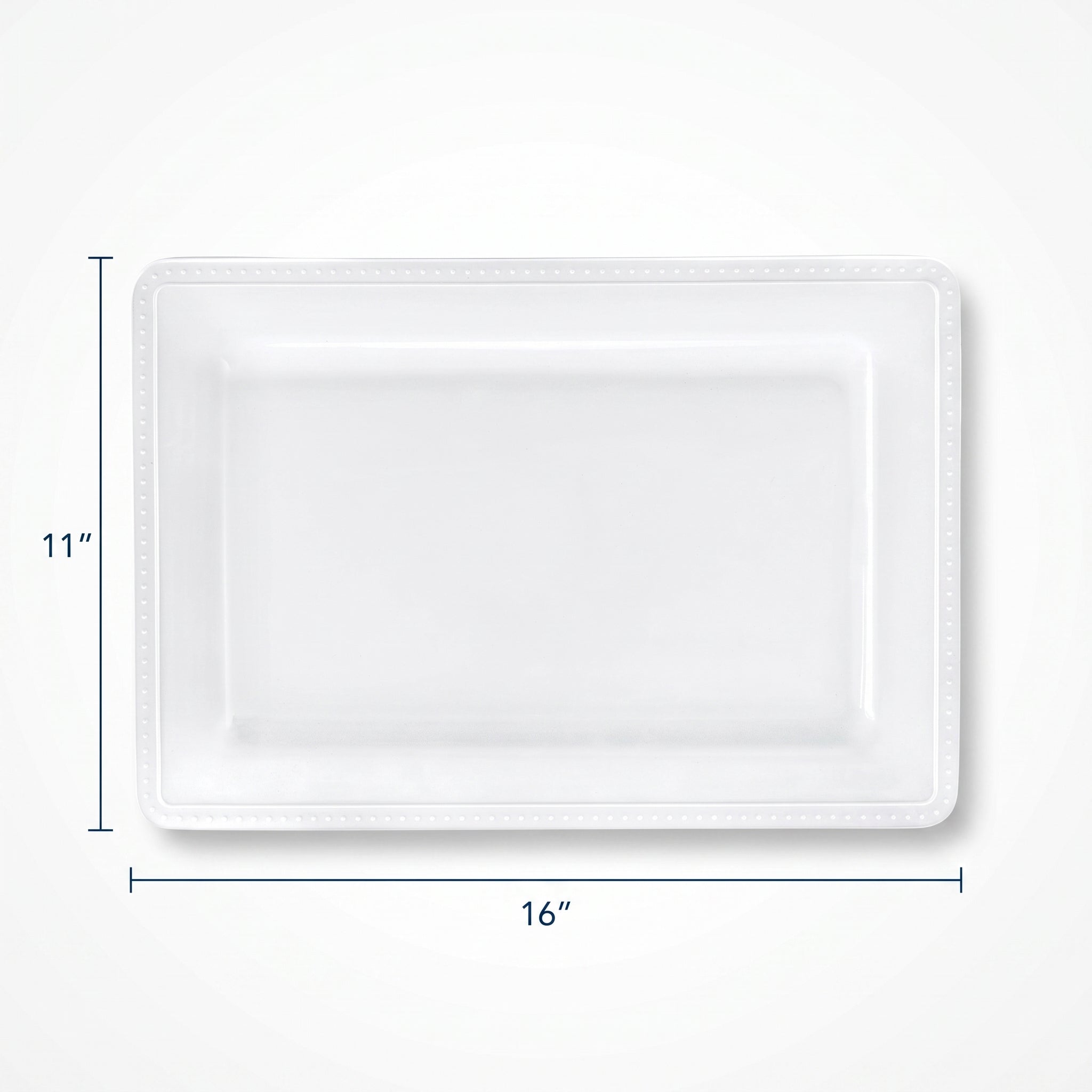 Elegant White Beaded Melamine Serving Tray - 16 Inch