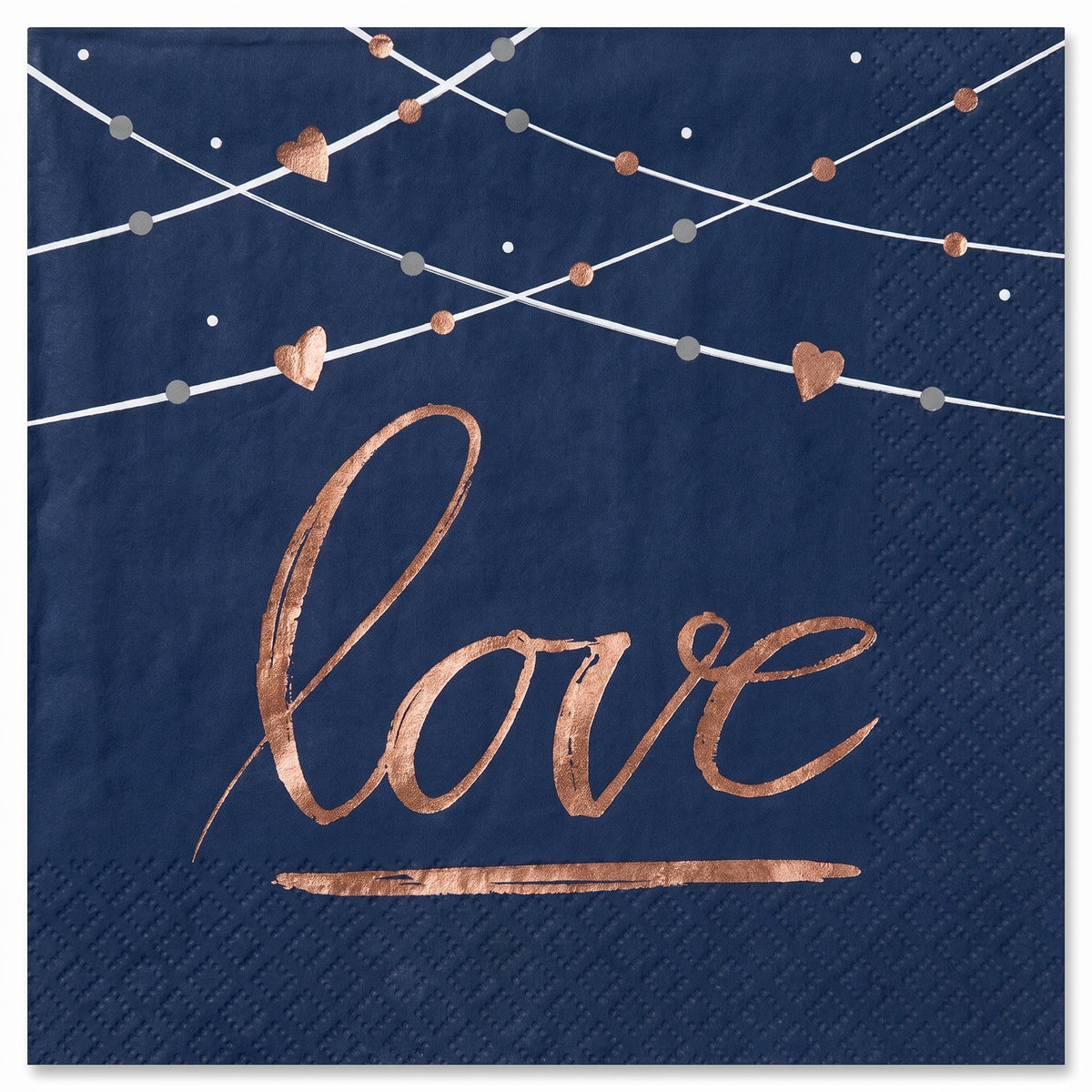 Navy Love Wedding Beverage Napkins - 16 Pack - 5 In. X 5 In.