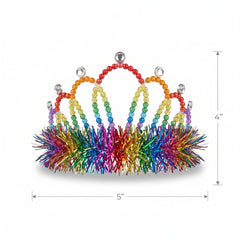Rainbow Tinsel Tiara - Vibrant Team Spirit Crown