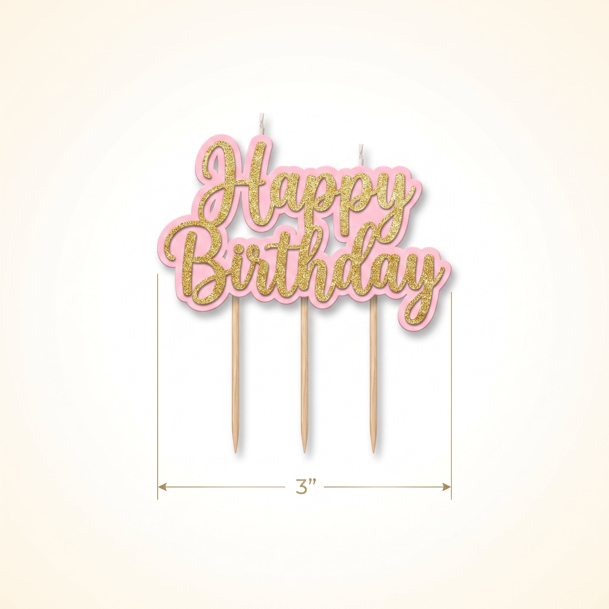 Glittered "Happy Birthday" Cake Topper Candle Pick