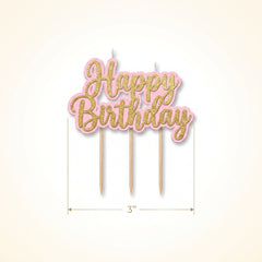 Glittered "Happy Birthday" Cake Topper Candle Pick