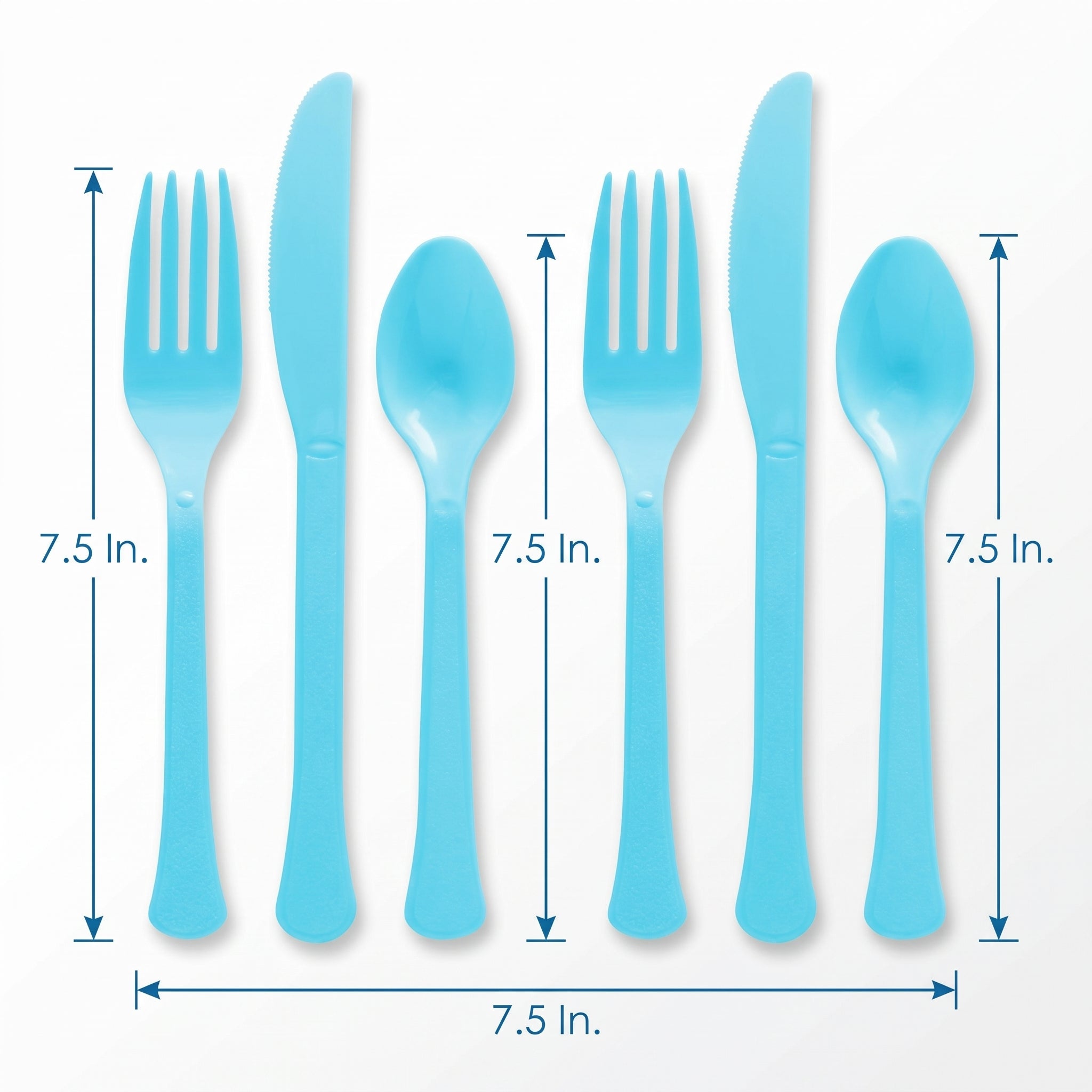 Caribbean Blue Assorted Plastic Cutlery Set - 7.5 in.