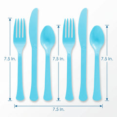 Caribbean Blue Assorted Plastic Cutlery Set - 7.5 in.