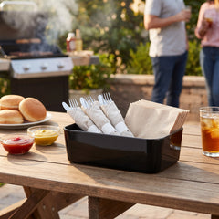 Sleek Black Melamine Caddy for Entertaining