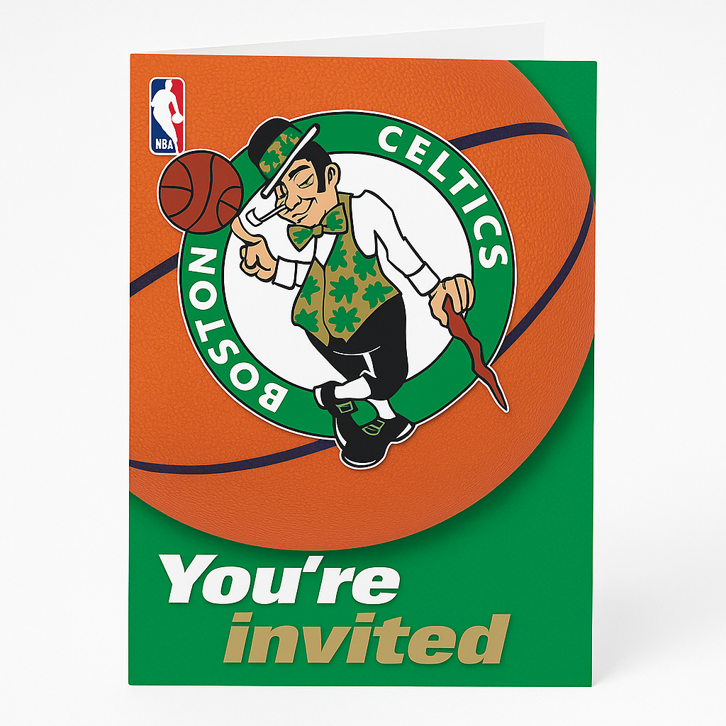 Boston Celtics Party Invitations & Thank You Card Set - 8 Pack