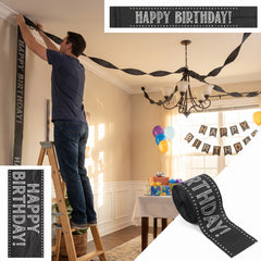 "Happy Birthday" Chalkboard-Style Crepe Paper Streamer, 81 ft