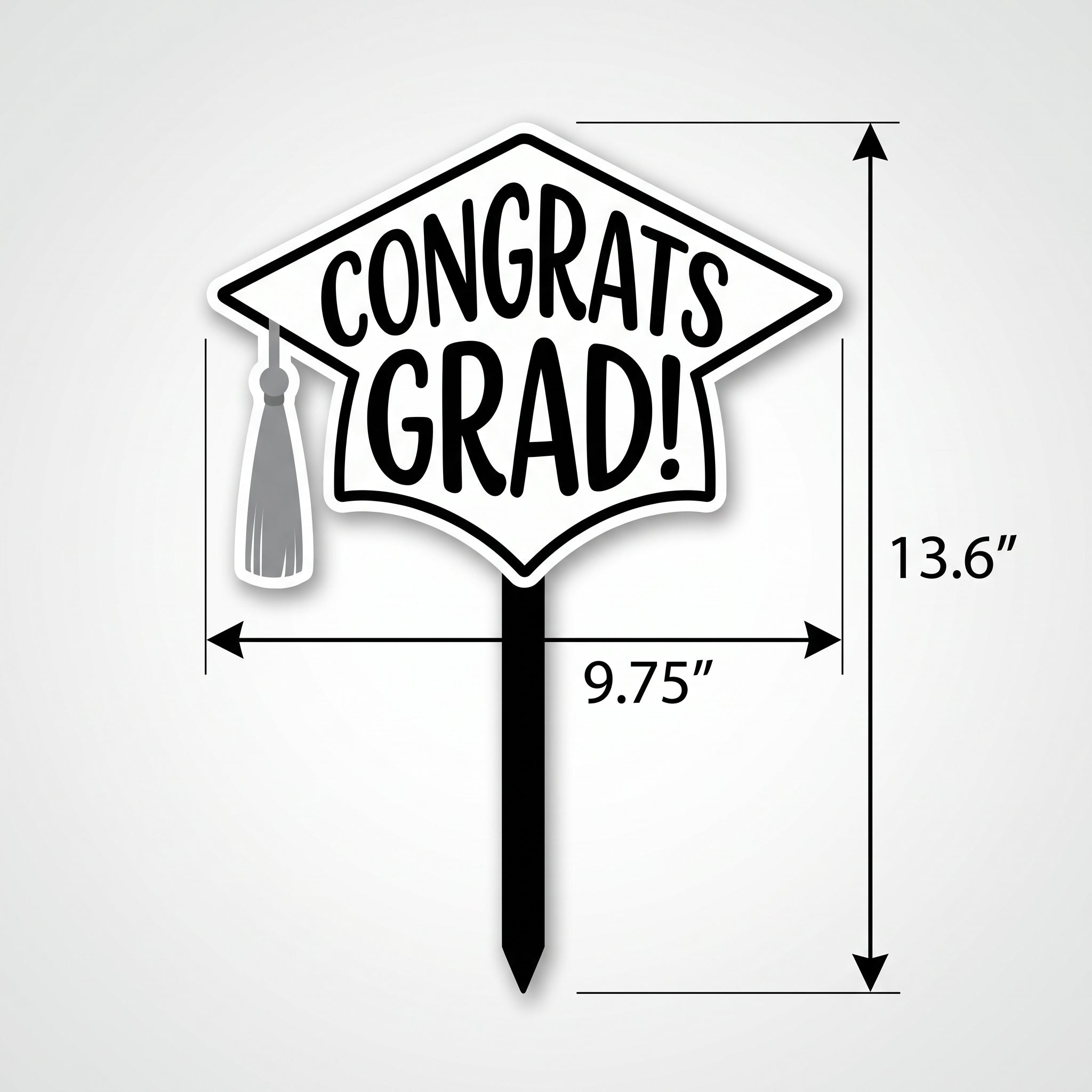 "Congrats Grad" White Lawn Sign with Stake