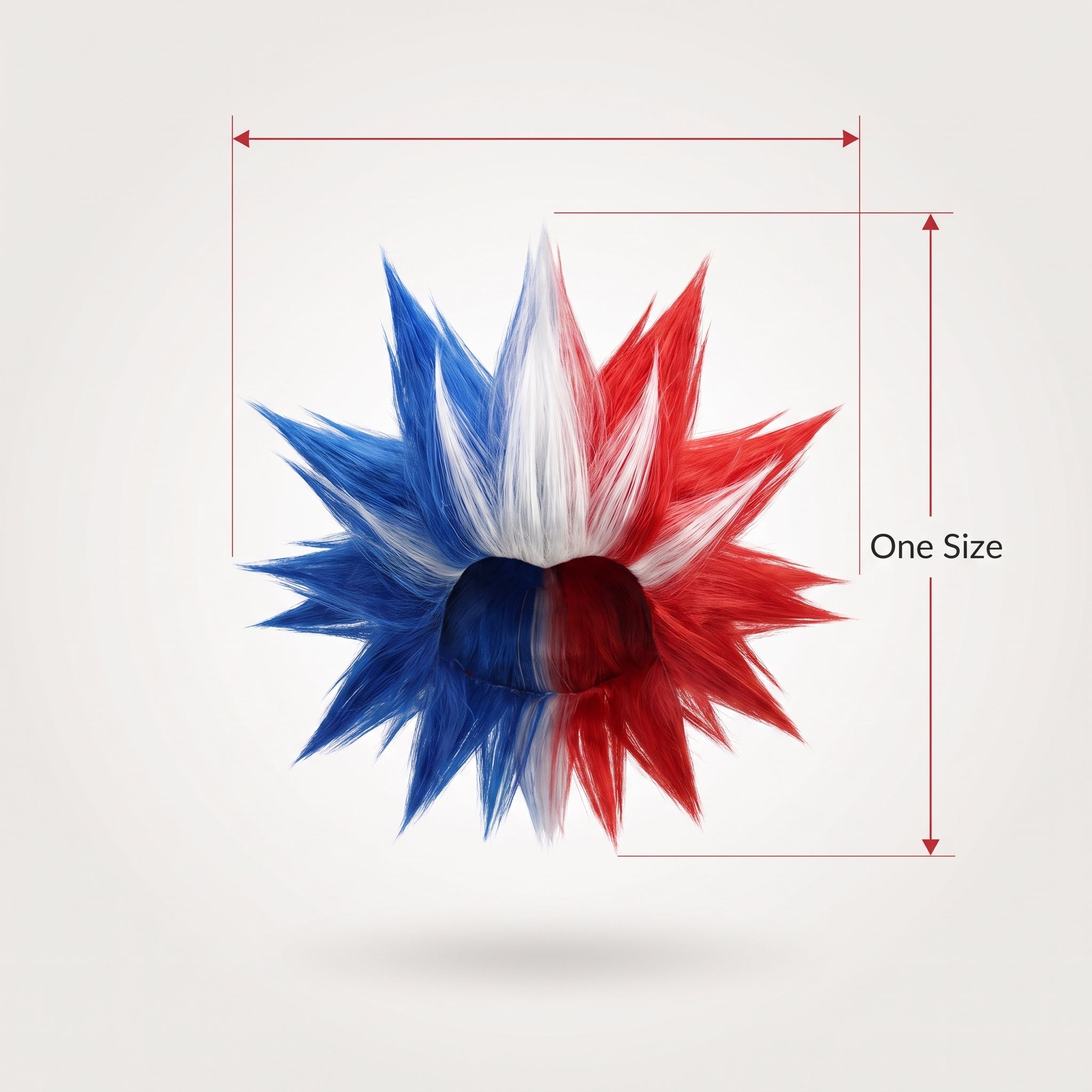 Colorful Crazy Red, White, and Blue Team Spirit Wig
