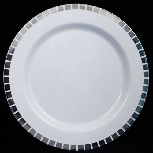 40 Silver Slit Plastic Plates (20-Dinner 20-Desert/Salad) Set Premium Heavywe...