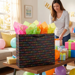 Rainbow Matte Happy Birthday Gift Bag - Large