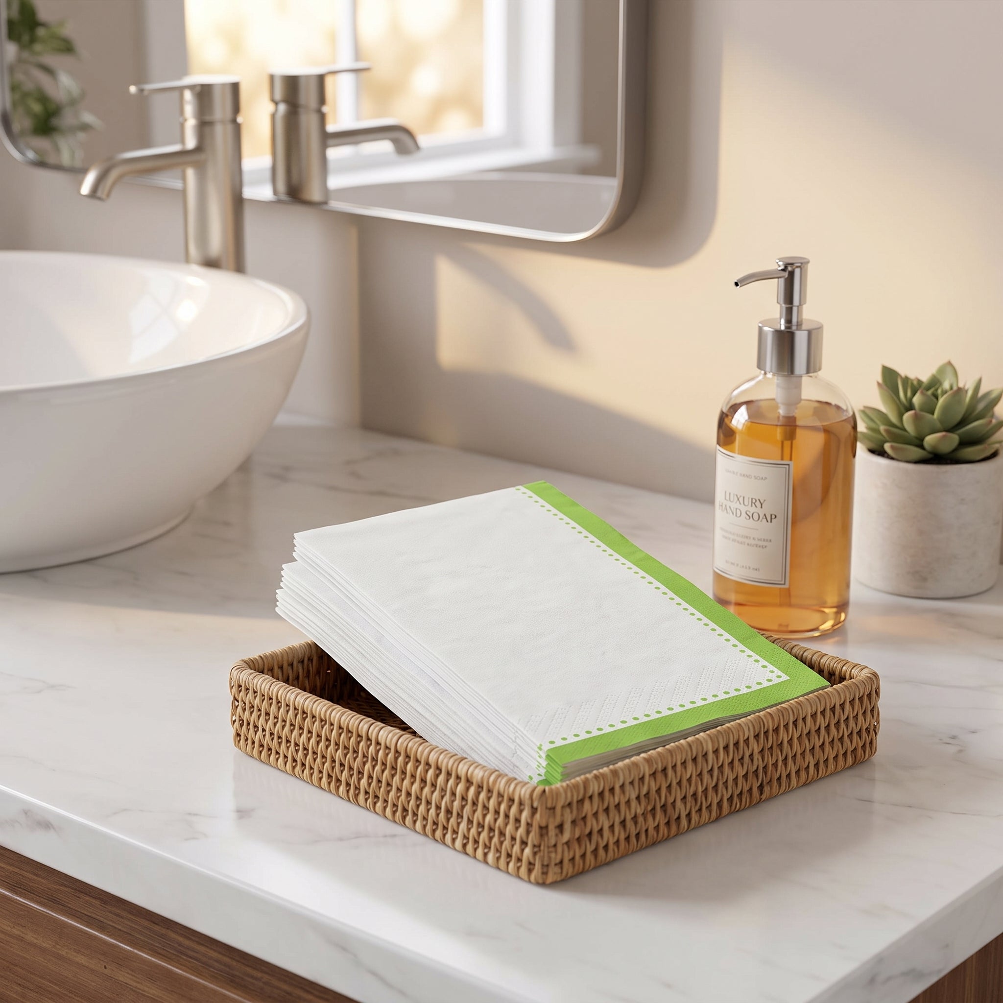 Premium Kiwi Buffet Napkins - 8 In. x 4 In.