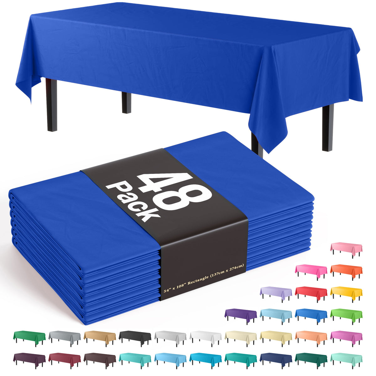 Little Gym - Dark Blue Plastic Table Cover | Case of 48