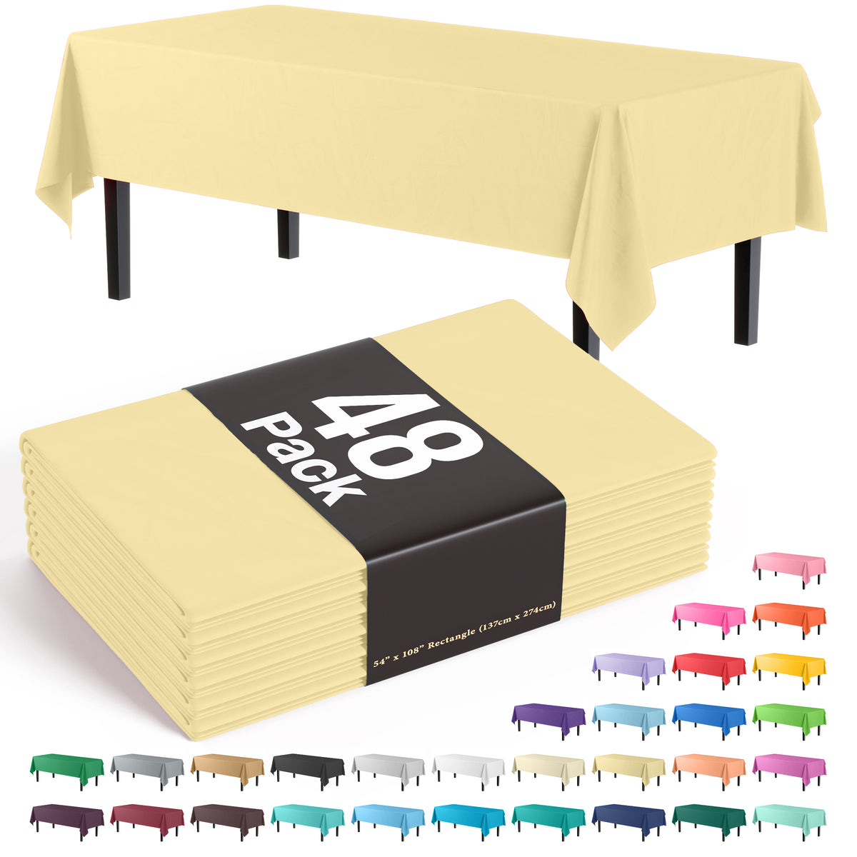 Light Yellow Plastic Table Cover | Case of 48