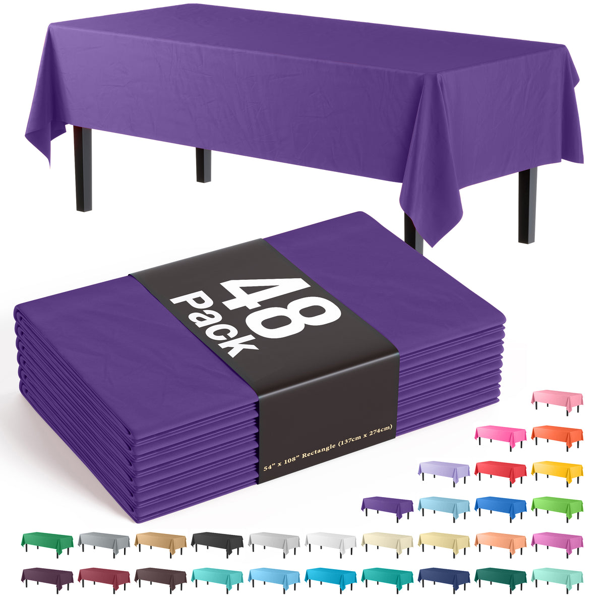 Unleashed - Purple Plastic Table Cover | Case of 48