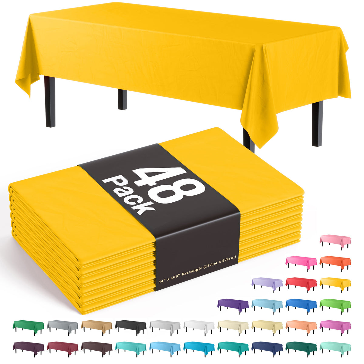 Little Gym - Yellow Plastic Table Cover | Case of 48