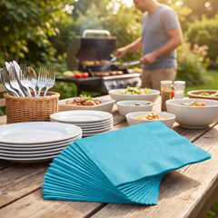 Caribbean Blue Dinner Napkins - 8 in. x 8 in. - Solid Color