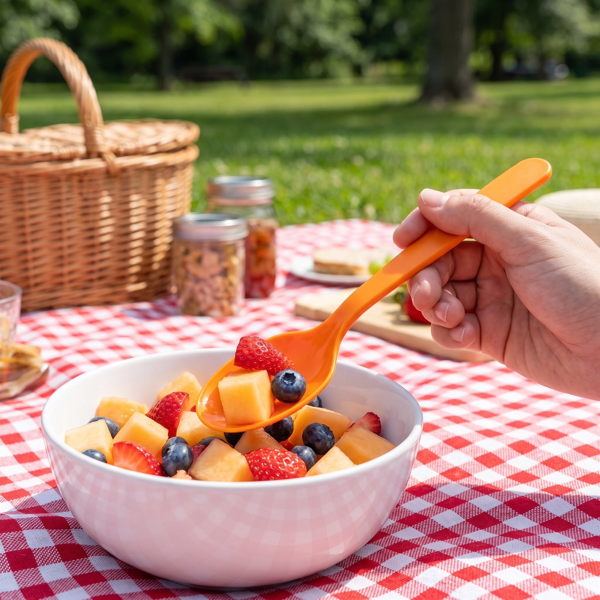 Vibrant Orange Plastic Spoon - 7.5 in.