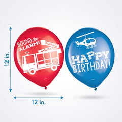 First Responders Latex Birthday Balloons - Red & Blue, 12-Inch, 6-Pack
