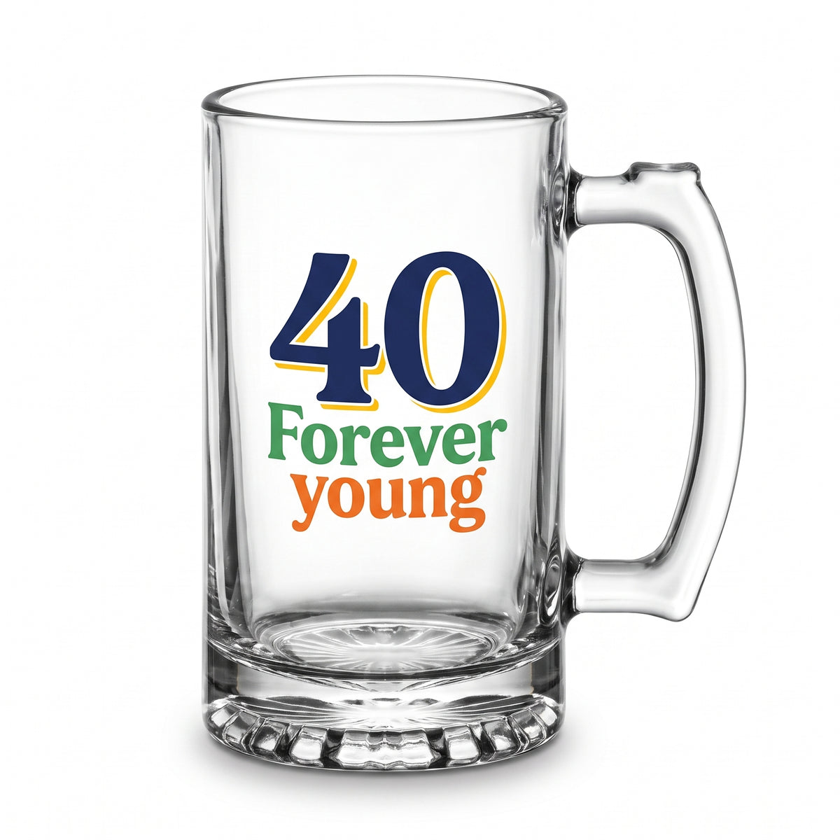 40th Birthday "Forever Young" Glass Tankard