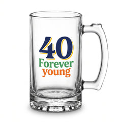 40th Birthday "Forever Young" Glass Tankard